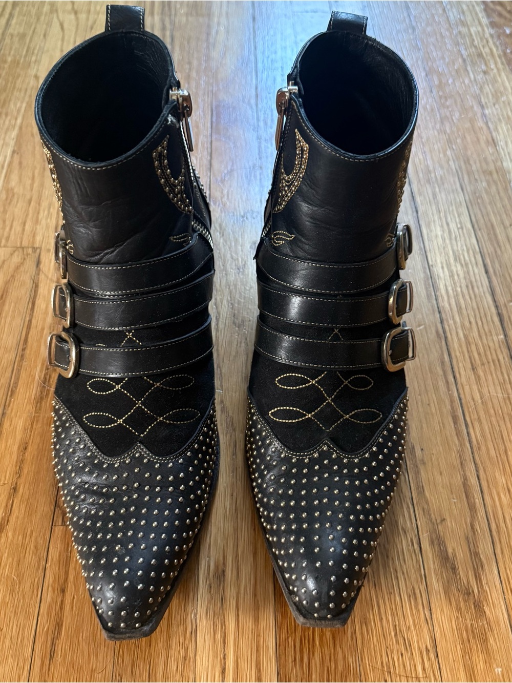 Anime Bing Penny Leather Studded Ankle Boots